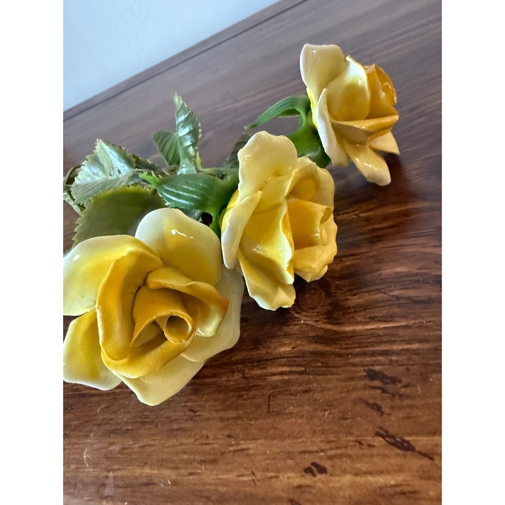 Vintage English Bone China Yellow Roses Hand Made in England Floral Stems Set 3 - Picture 3 of 9